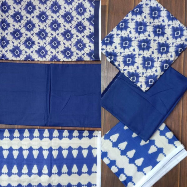 3 Pc Printed Lawn Suit With Lawn Dupatta Blue