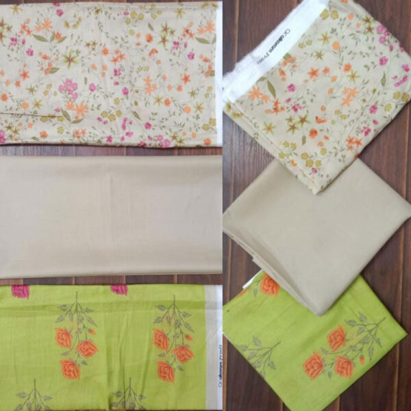 3 Pc Printed Lawn Suit With Lawn Dupatta Green