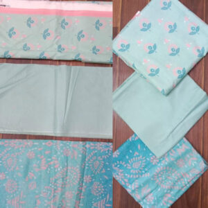 3 Pc Printed Lawn Suit With Lawn Dupatta Light Blue