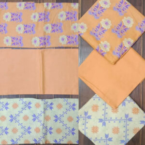 3 Pc Printed Lawn Suit With Lawn Dupatta Orange