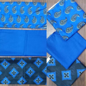 3 Pc Printed Lawn Suit With Lawn Dupatta Royal Blue