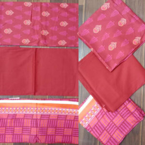 3 Pc Printed Lawn Suit With Lawn Dupatta Red