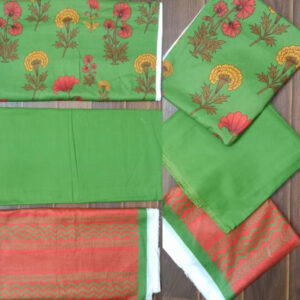 3 Pc Printed Lawn Suit With Lawn Dupatta Light Green