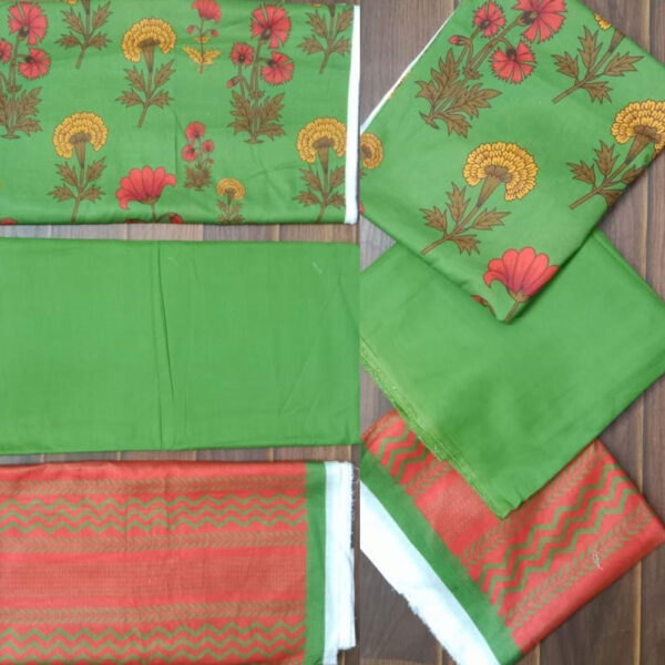 3 Pc Printed Lawn Suit With Lawn Dupatta Light Green